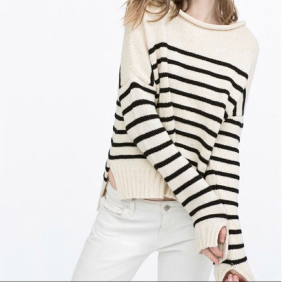 Zara Sweaters - Zara Knit Ivory & Black Nautical Sweater. Small